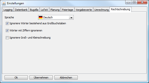 Einstellungen Rechtschreibprüfung