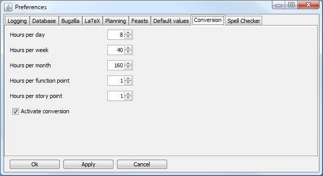 Conversion of the time units