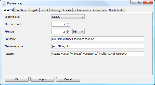 Log settings